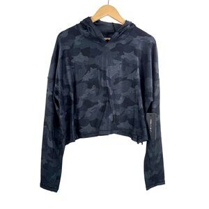 Yogalicious lux camo print cropped hoodie stretchy relaxed athleisure grey black